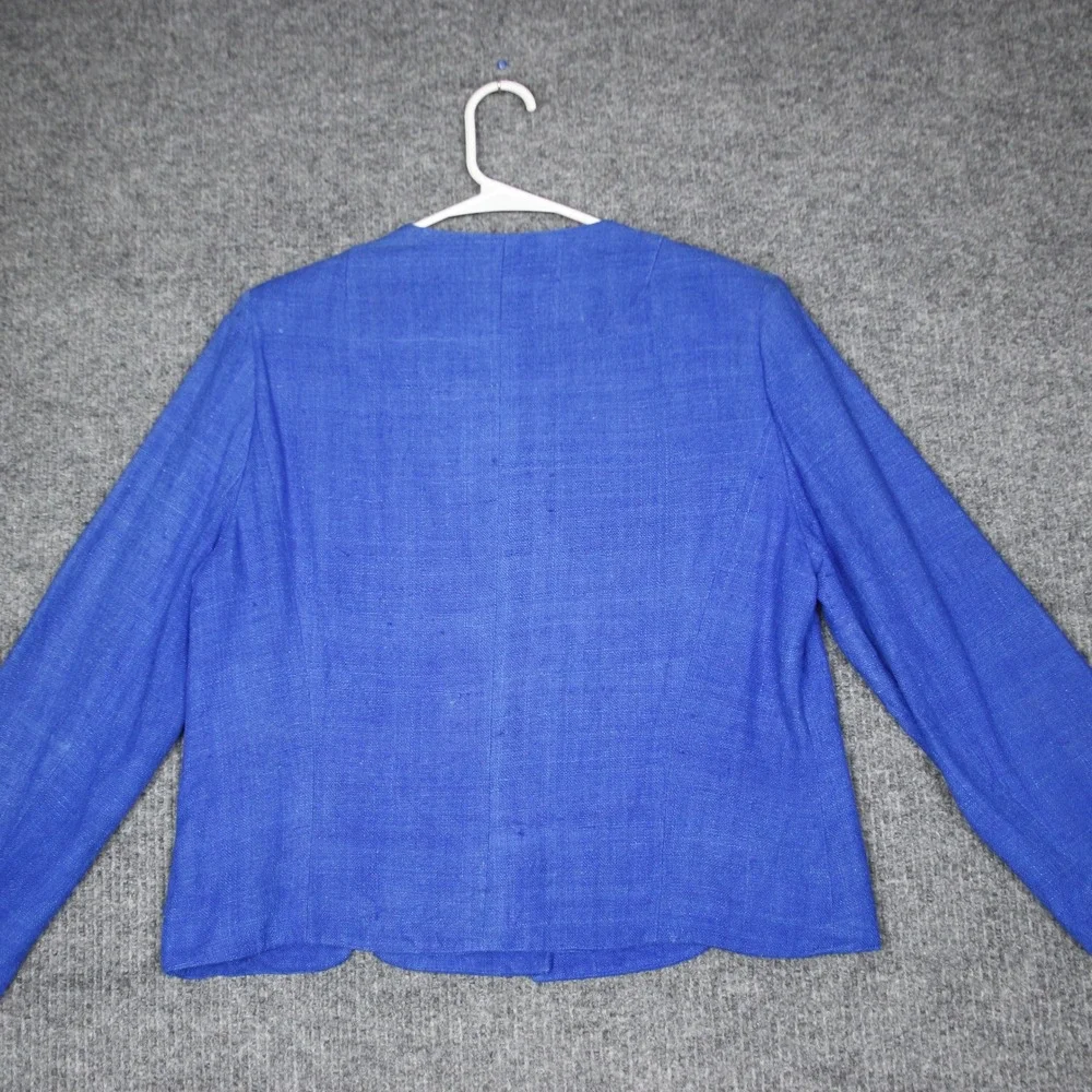 Gever Originals Women's Blue Tweed Blazer Jacket Gold Button Pockets‎ Size M